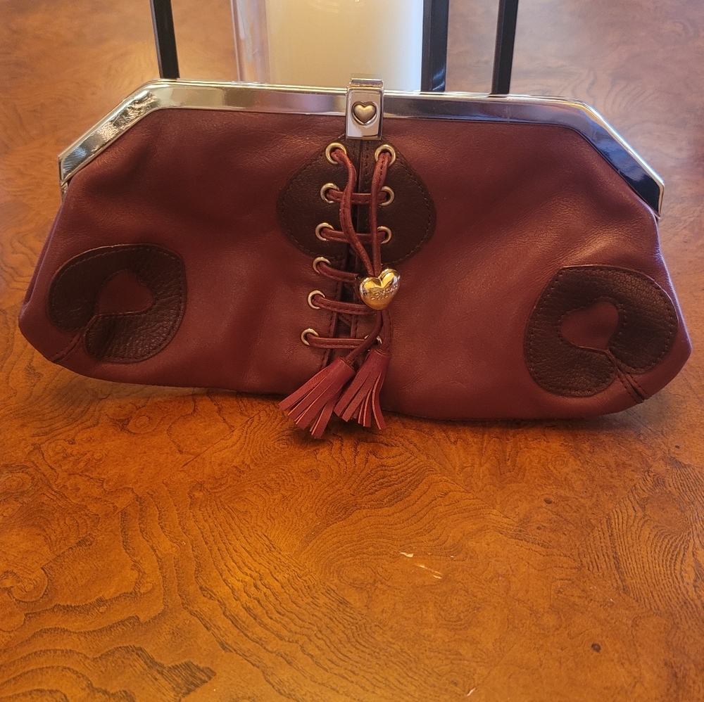 Lovecat Heart Genuine Leather Burgundy Plum Purple Clutch Purse Handbag …